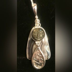 Sajen Handcrafted Sterling Silver Double Layered Pendant
